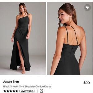 Azazie One Shoulder Black Chiffon Gown